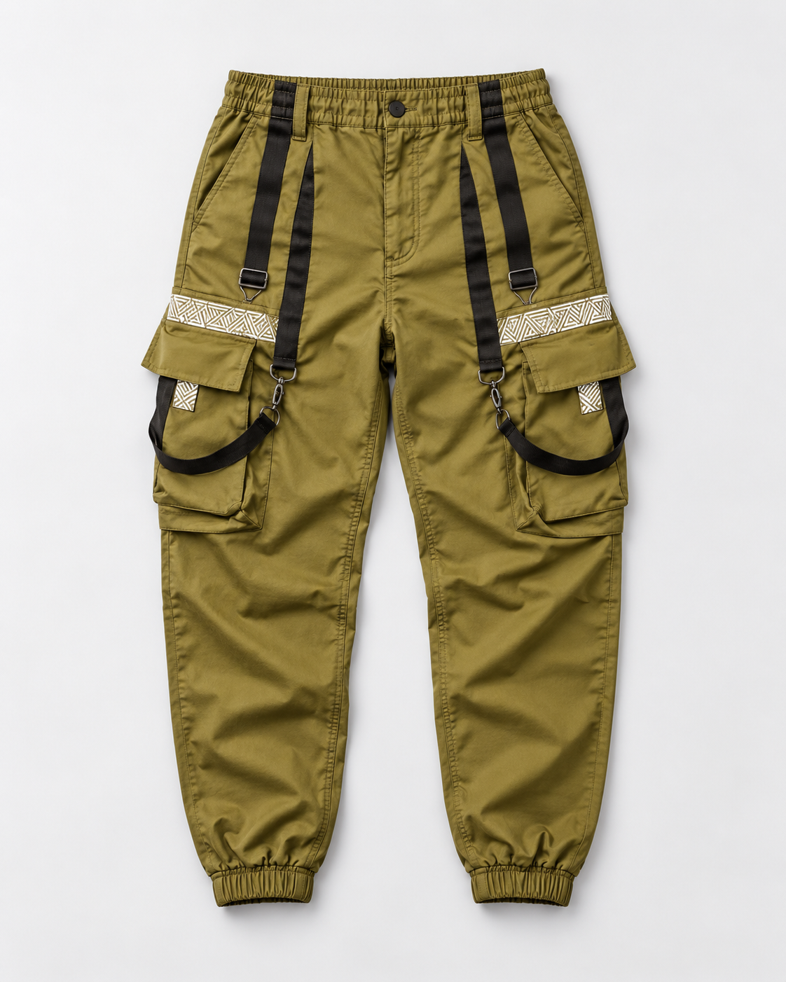 Olive cargo trousers without a model