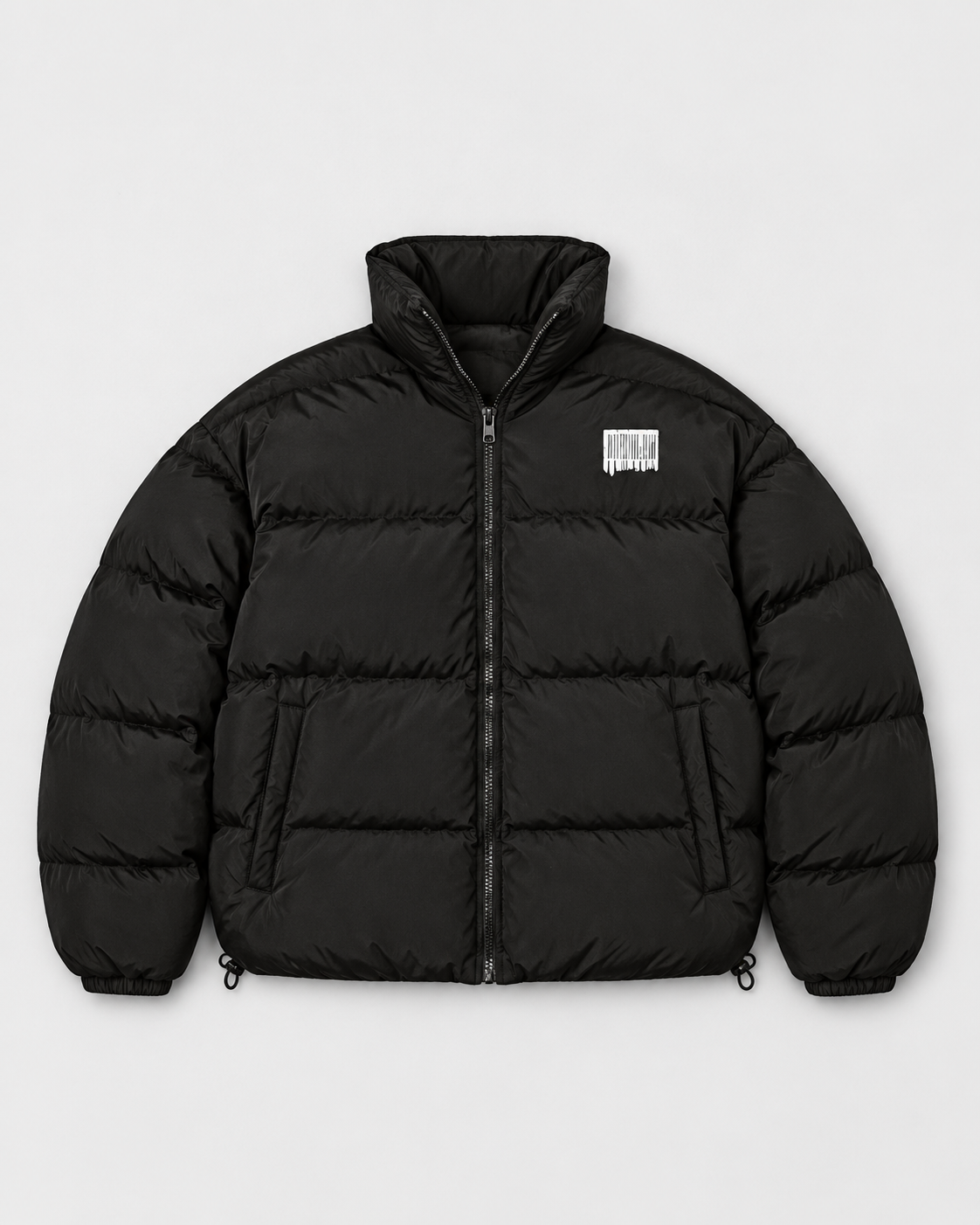 Black padded jacket without a model